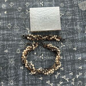Vintage J. Crew Pearl Mixed Hardware Necklace Bracelet Set